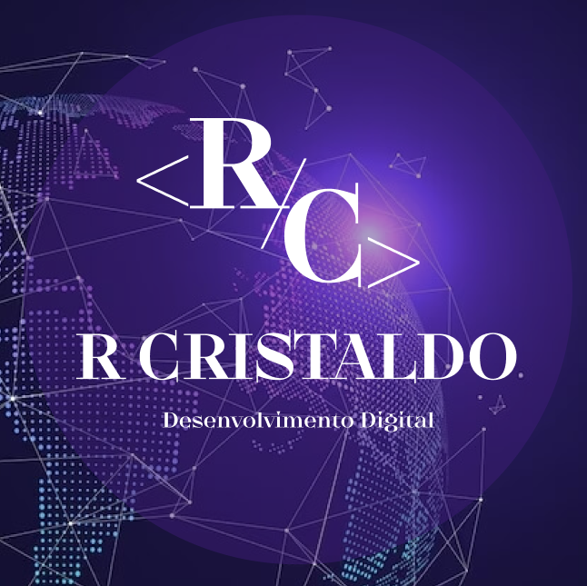 Logo de formato redondo na cor roxa 
              com as siglas R/C e escrito desenvolvimento digital em branco.